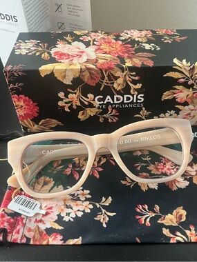 Caddis The Miklos D28 Polished Bone Cat-Eye Glasses ( 0.00 ) NEW Unisex